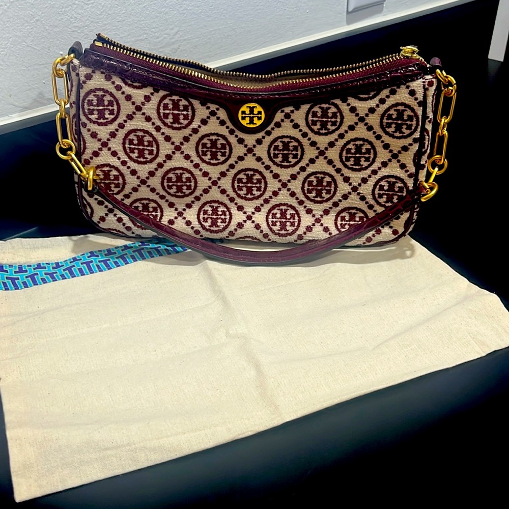 Tony Burch Burgundy and Beige Purse